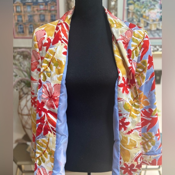 HARVE BENARD by benard holtzman muti color floral Hawaiian print blazer SZ 14 - Picture 7 of 8